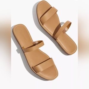 Madewell Women's The Boardwalk Double-Strap Slide Sandal in Leather size 9